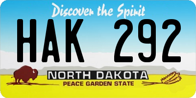 ND license plate HAK292