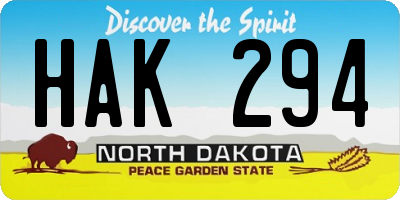 ND license plate HAK294