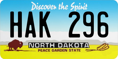 ND license plate HAK296