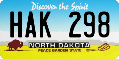 ND license plate HAK298