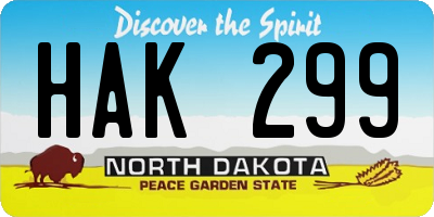ND license plate HAK299