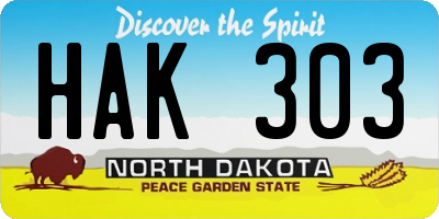 ND license plate HAK303