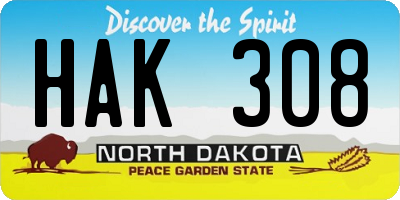ND license plate HAK308