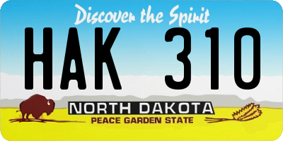 ND license plate HAK310
