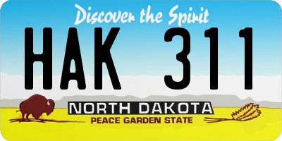 ND license plate HAK311