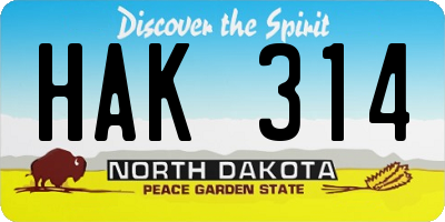 ND license plate HAK314