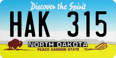 ND license plate HAK315