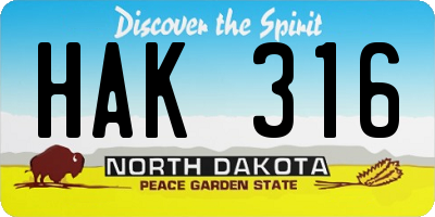 ND license plate HAK316