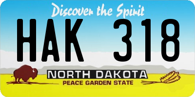 ND license plate HAK318