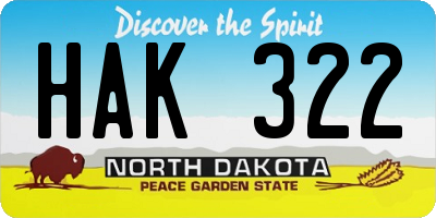 ND license plate HAK322