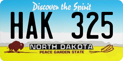 ND license plate HAK325