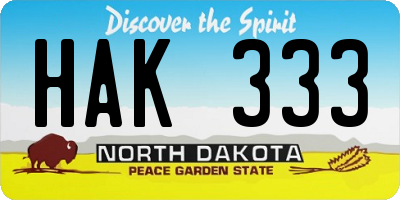 ND license plate HAK333