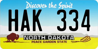 ND license plate HAK334