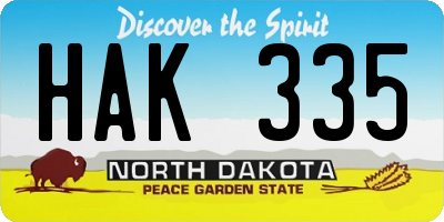 ND license plate HAK335