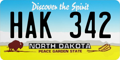 ND license plate HAK342