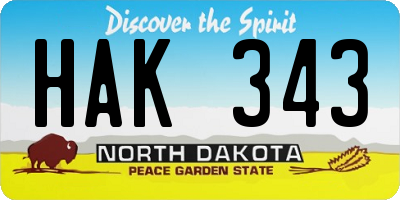 ND license plate HAK343