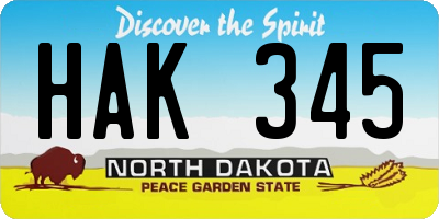 ND license plate HAK345