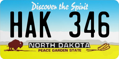 ND license plate HAK346