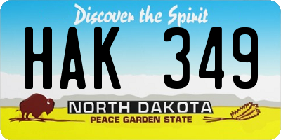 ND license plate HAK349