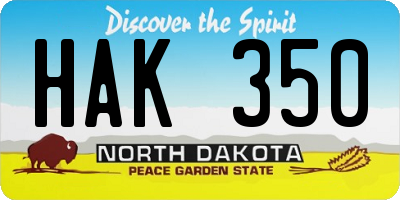 ND license plate HAK350