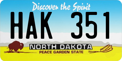 ND license plate HAK351