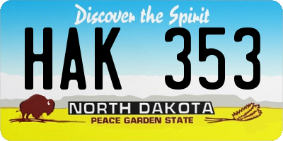 ND license plate HAK353