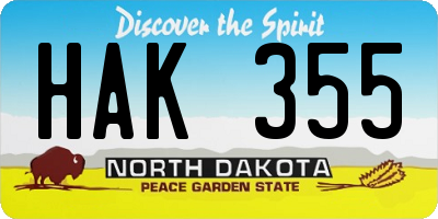 ND license plate HAK355