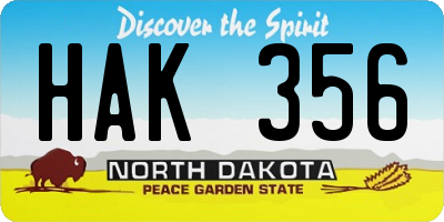 ND license plate HAK356