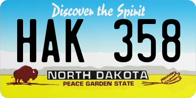 ND license plate HAK358