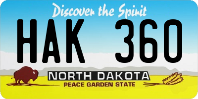 ND license plate HAK360