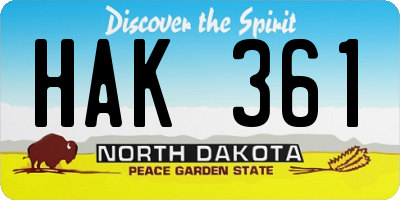 ND license plate HAK361