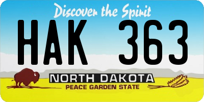 ND license plate HAK363