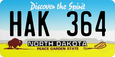 ND license plate HAK364