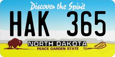 ND license plate HAK365