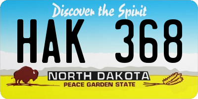 ND license plate HAK368