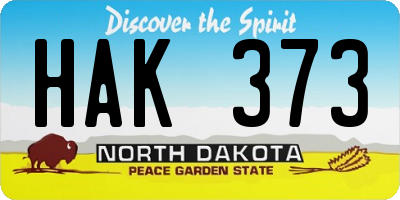 ND license plate HAK373