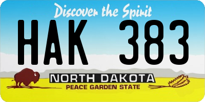 ND license plate HAK383