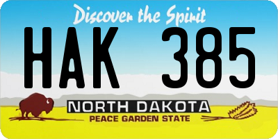 ND license plate HAK385