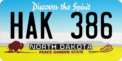 ND license plate HAK386