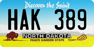 ND license plate HAK389