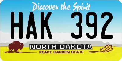 ND license plate HAK392