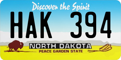 ND license plate HAK394