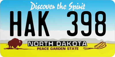 ND license plate HAK398