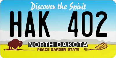 ND license plate HAK402