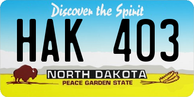 ND license plate HAK403