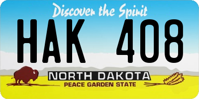 ND license plate HAK408