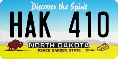 ND license plate HAK410