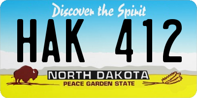 ND license plate HAK412