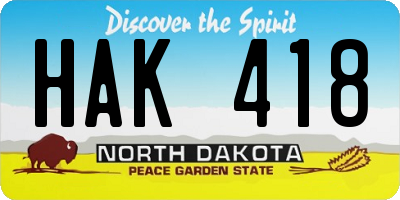 ND license plate HAK418