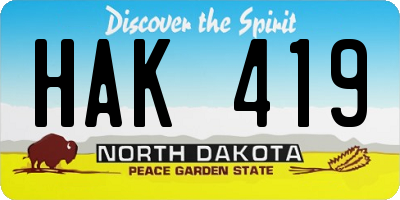 ND license plate HAK419
